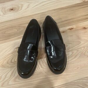 Old navy patent leather loafers, worn once in excellent condition!
